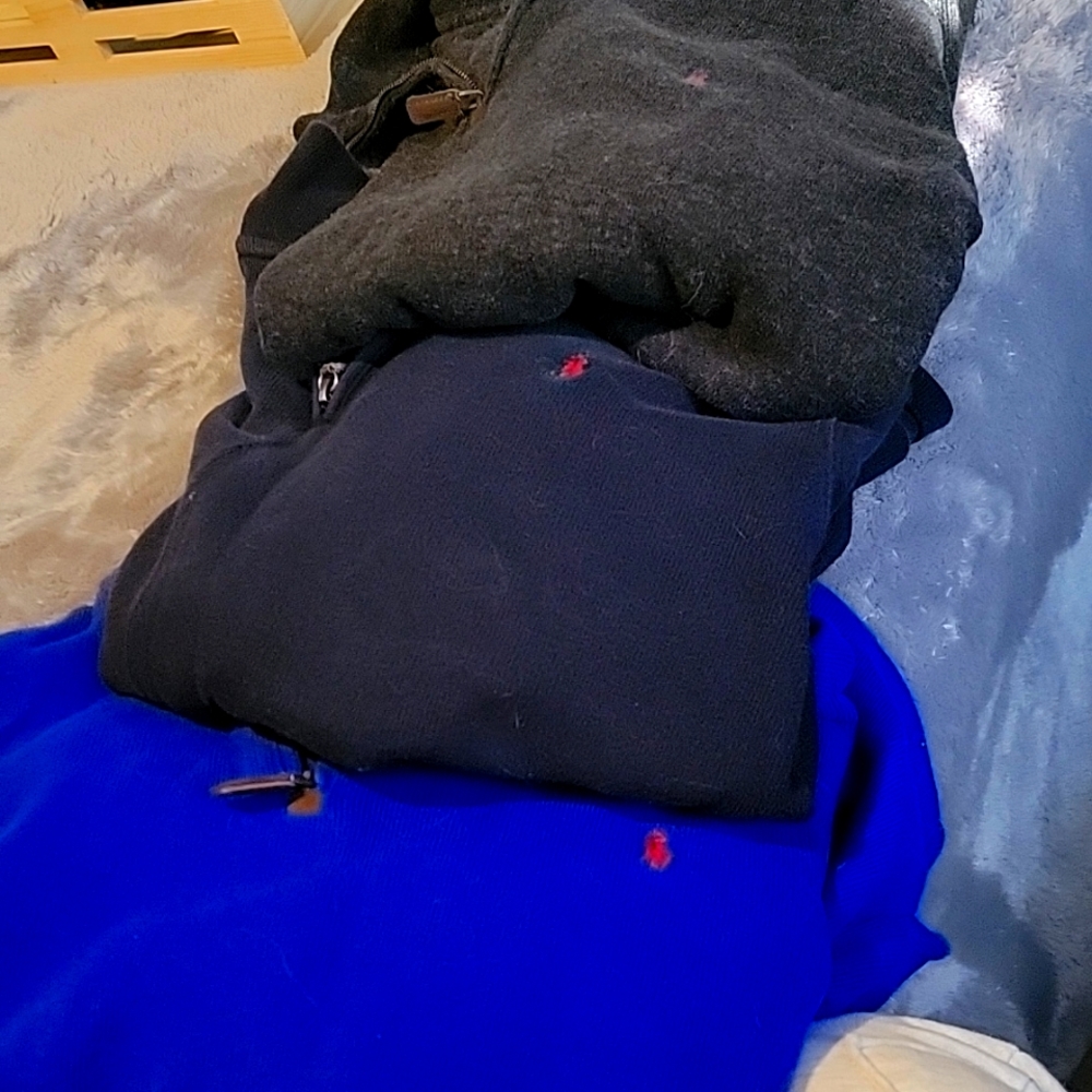 3 Ralph Lauren zip sweaters.